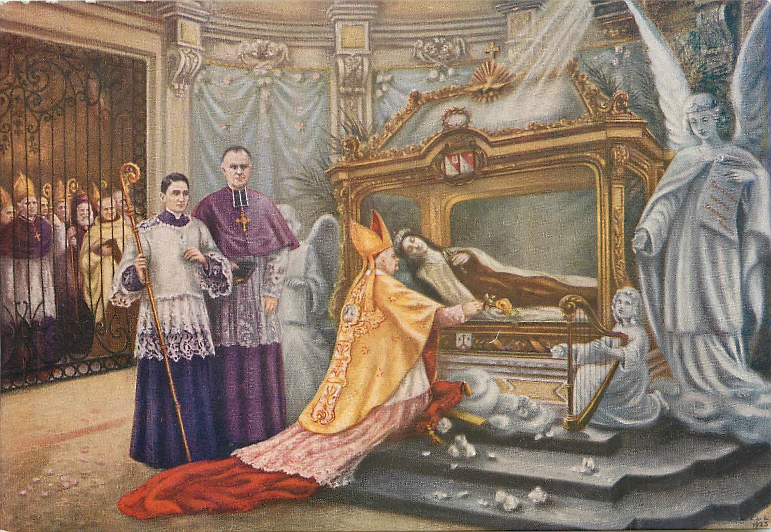 La châsse de Sainte Thérèse de l'Enfant-Jésus — peinture de C. de L. — éditée en 1925