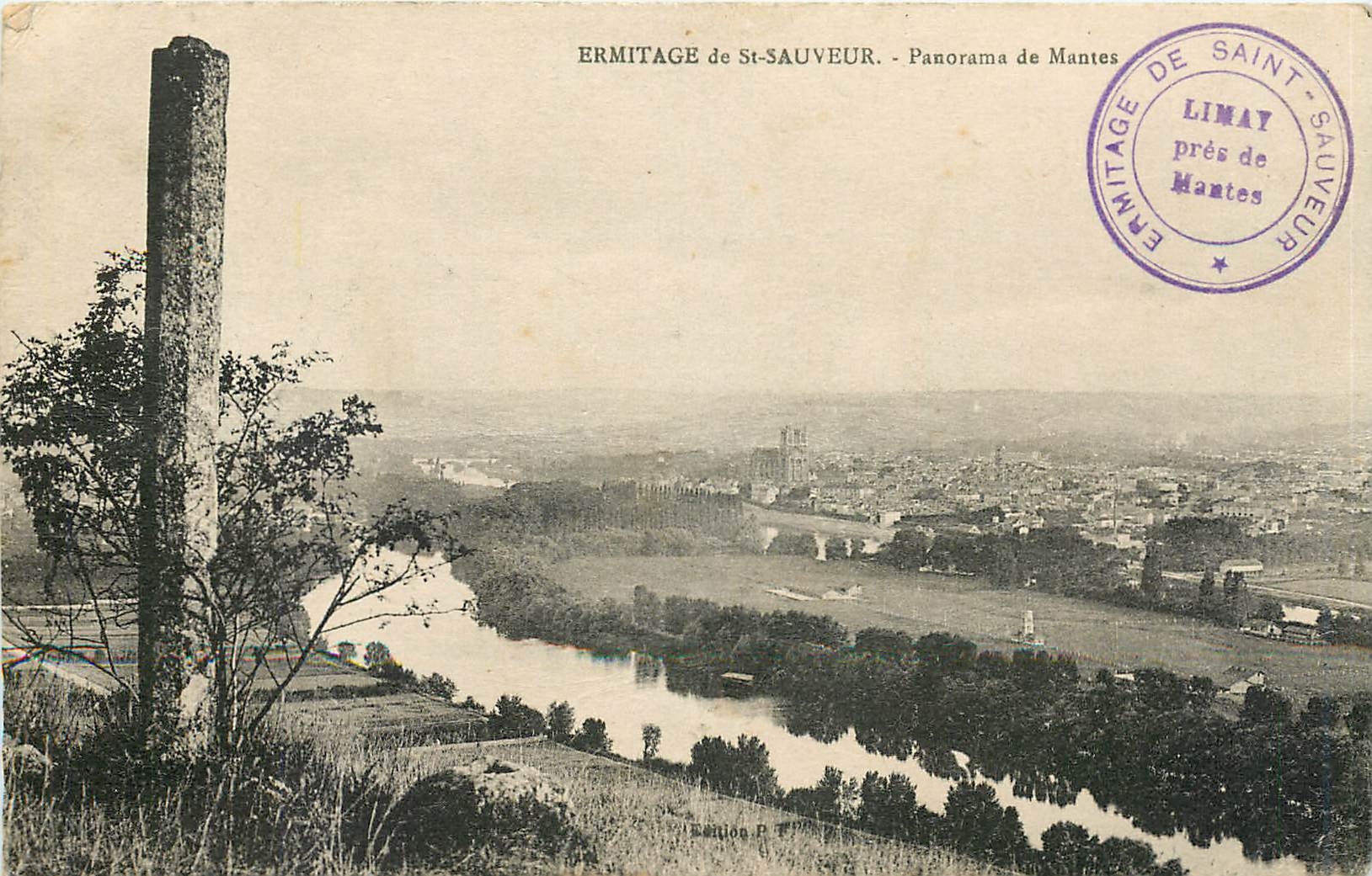 Ermitage de Saint-Sauveur — Panorama de Mantes — Édition P. T.
