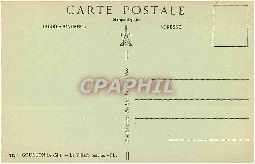 CPA Gourdon A M le Village perche  — Rückseite
