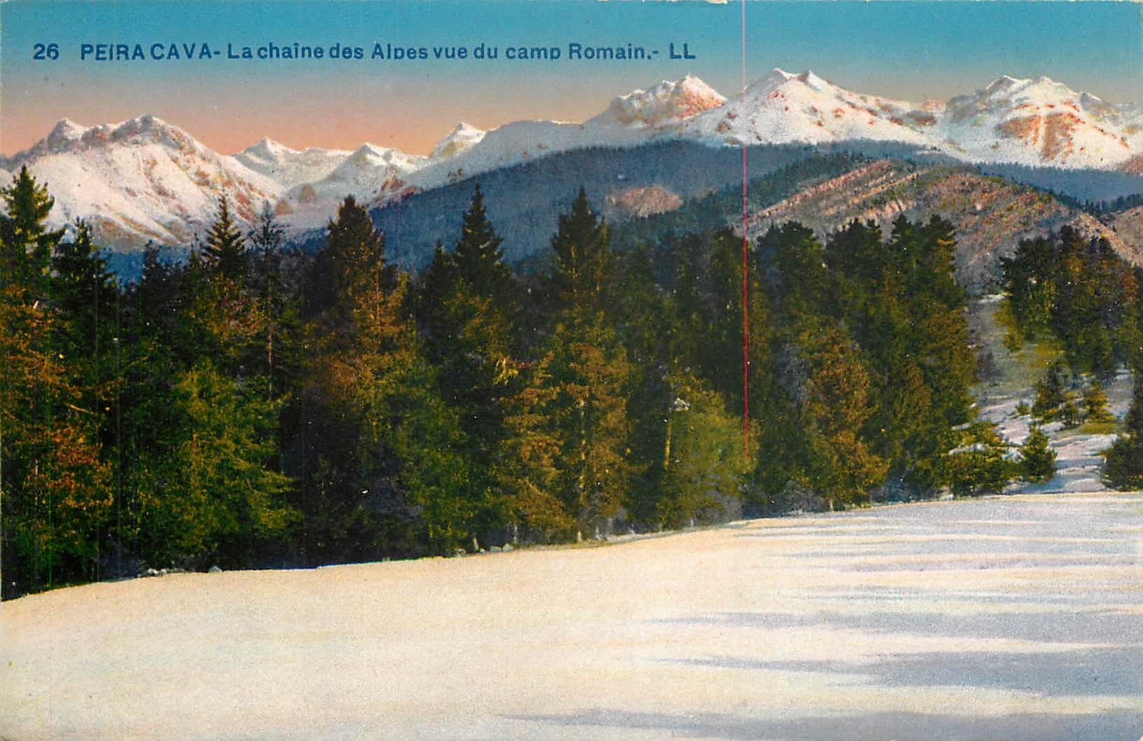 CPA Peira Cava la chaine des Alpes vue du camp Romain 