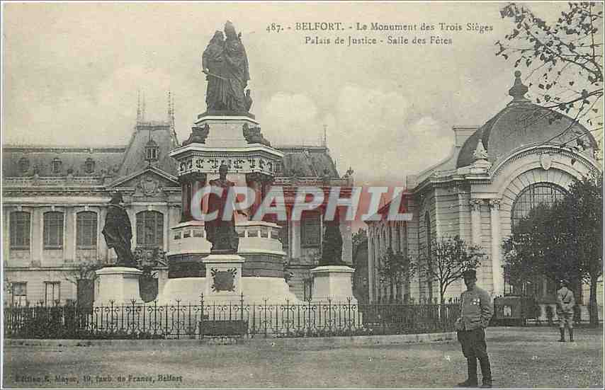 CPA Belfort le monument des Trois Sieges palais de justice salles des fetes 