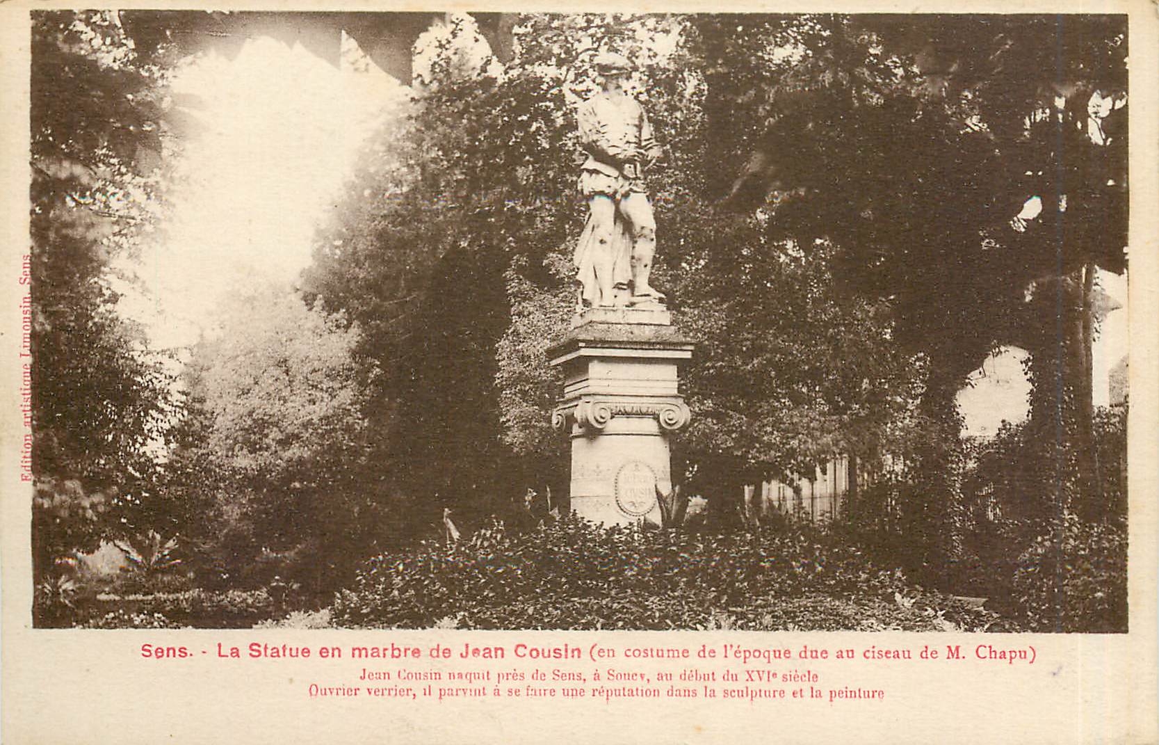 Sens - La Statue en marbre de Jean Cousin (en costume de l'époque due au ciseau de M. Chapu)