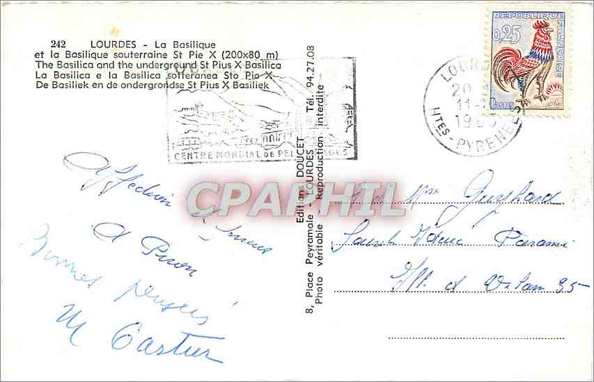 CPA Lourdes la Basilique et la Basilique Souterraine St Pie X  — Rückseite