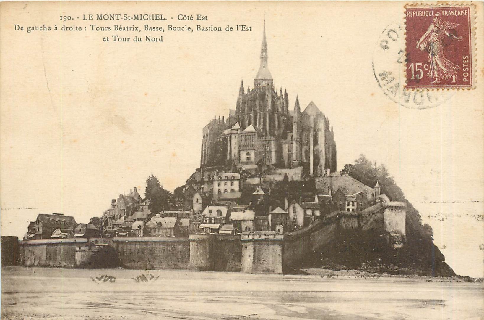 CPA Le Mont St Michel Cote Est de gauche a droite Tours Beatrix Basse Boucle Bastion de l'Est et Tou