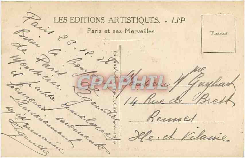 CPA Paris l'Entree du Parc Monceau  — Rückseite