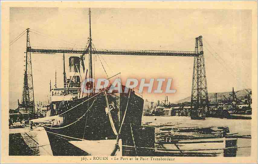 CPA Rouen le Port et le Pont Transbordeur Bateaux