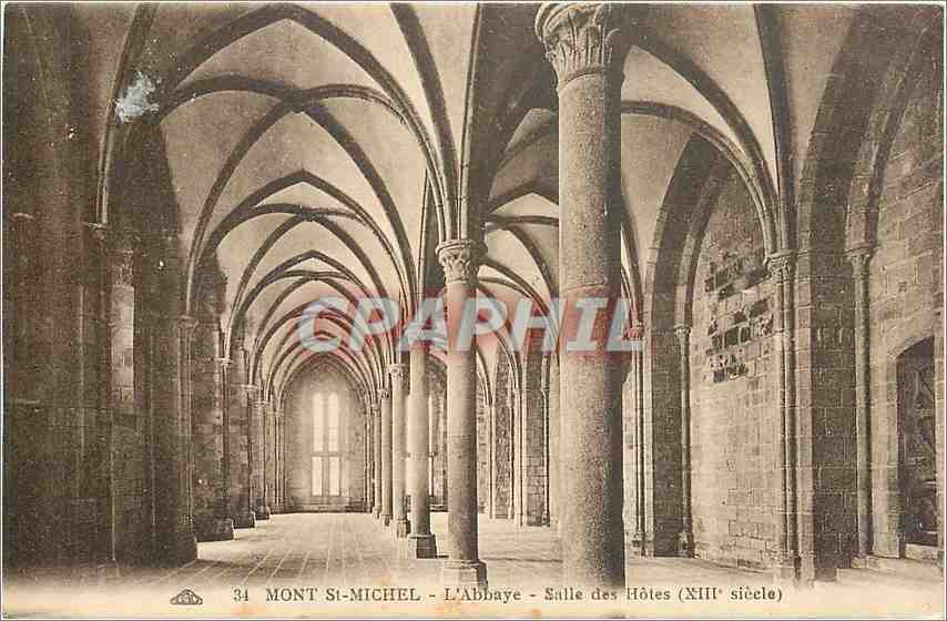 CPA Mont St Michel l'Abbaye Salle des Hotes XIII siecle 