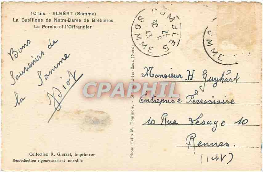 CPA Albert Somme la Basilique de Notre Dame de Brebieres la Porche et l'Offrandier  — Back