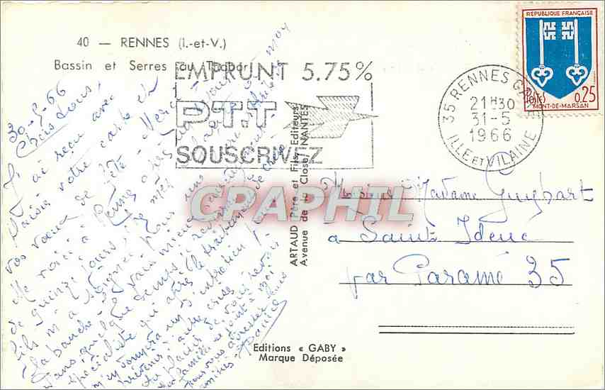 CPM Rennes I et V Bassin et Serres du Thabor — Rückseite