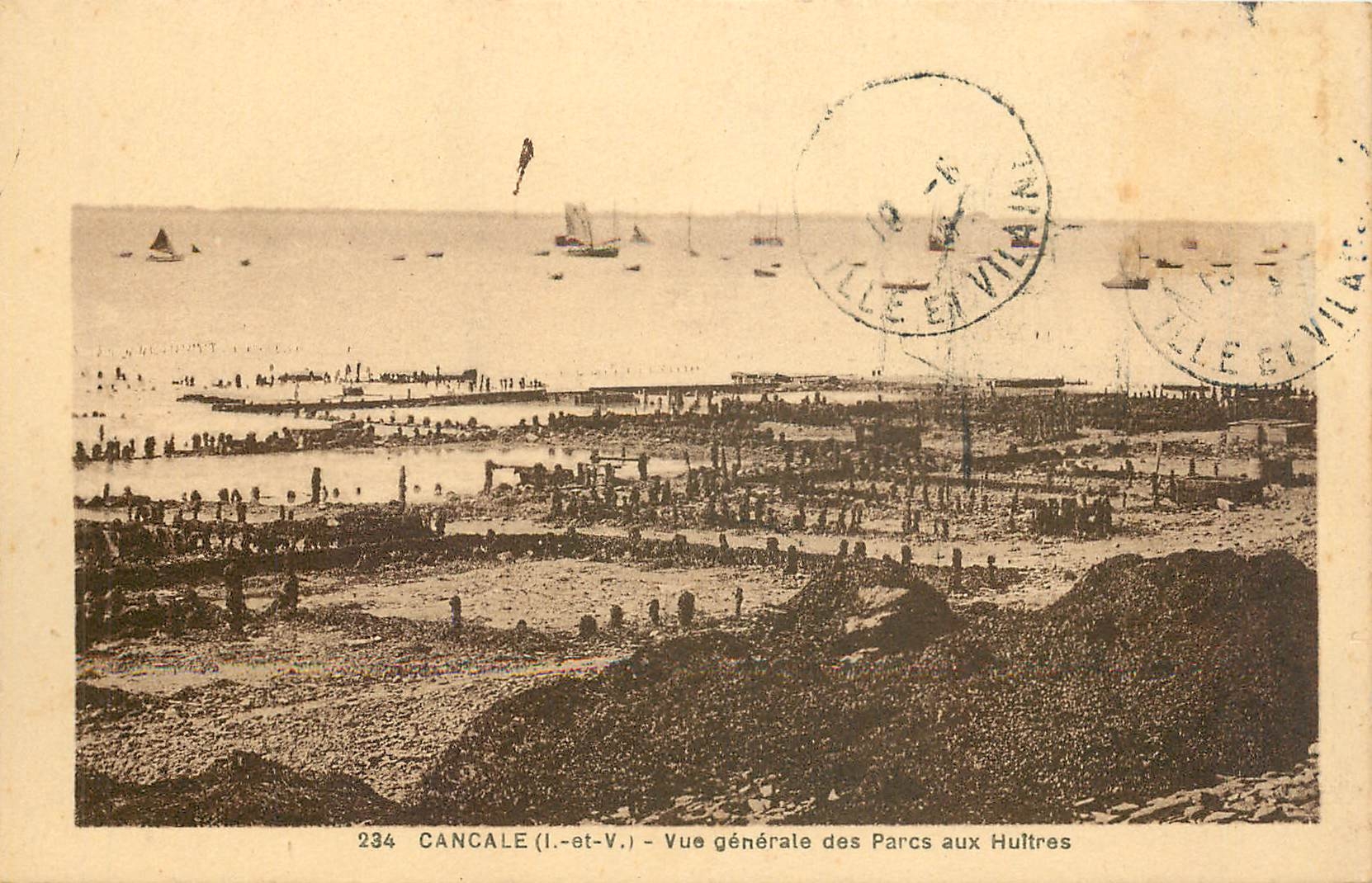 Cancale (I.-et-V.) — Vue générale des Parcs aux Hultres — Éditeur : Ville et Villages, n° 234