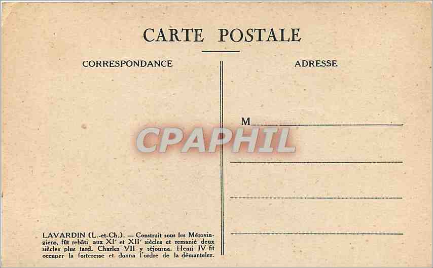Schloss Lavardin — Mittelalterliche Ruinen — Archives du Touring Club de France — Rückseite