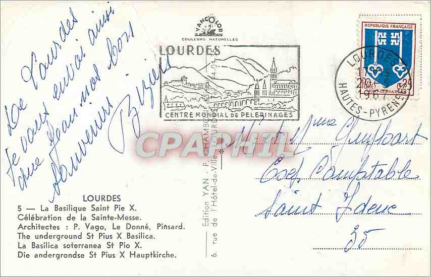 Lourdes — La Basilique Saint Pie X — Édition YAN — Verso