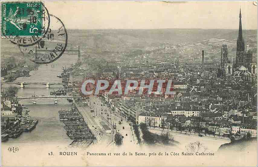 CPA Rouen Panorama et vue de la Seine pris de la cote Sainte Catherine 