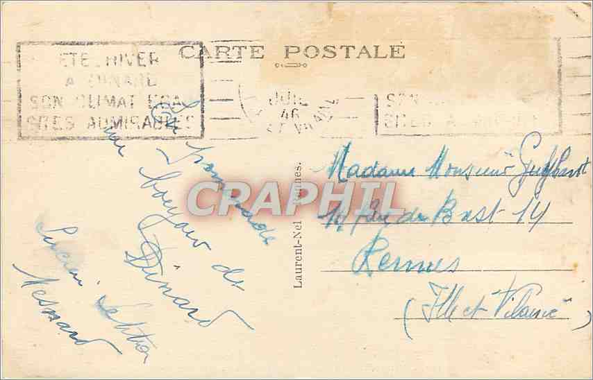 CPA Dinard Debarcadere a basse mer en face Saint Malo Bateau — Verso
