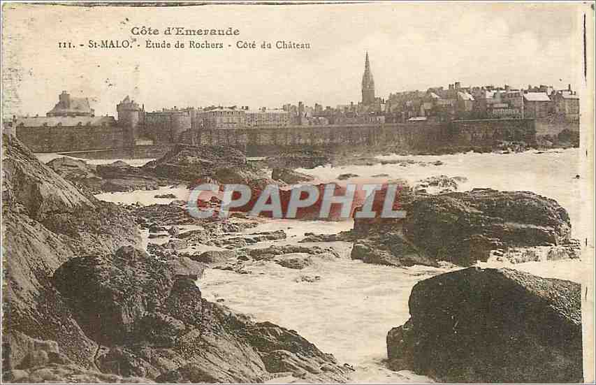 CPA Cote d'Emeraude St Malo Etude de Rochers cote du Chateau 