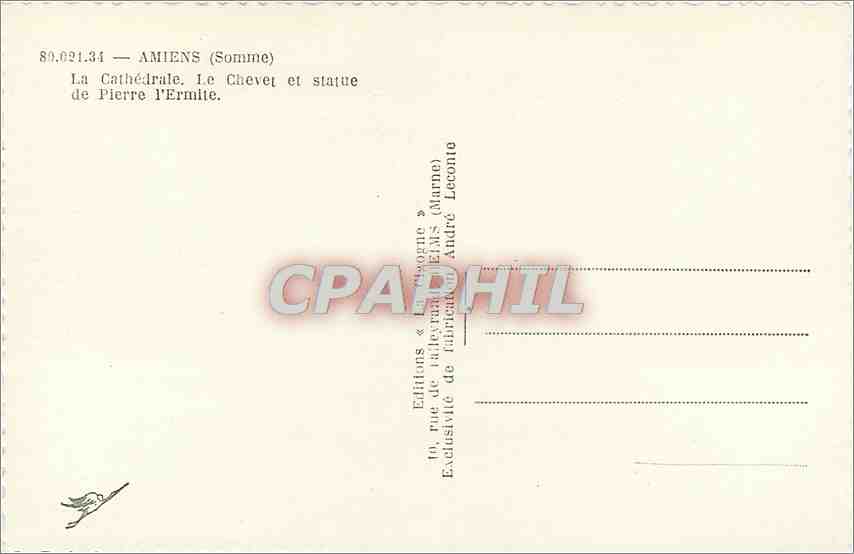 CPM Amiens Somme la Cathedrale le Chevet et statue de Pierre l'Ermite  — Rückseite
