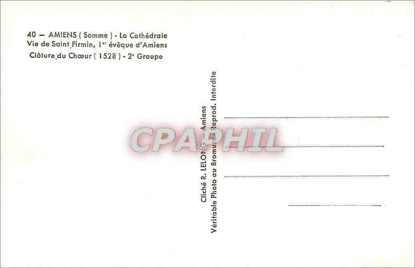 CPA Amiens Somme la Cathedrale Vie de Saint Firmin 1er eveque d'Amiens Cloture du Choeur 1528 2 Grou — Back
