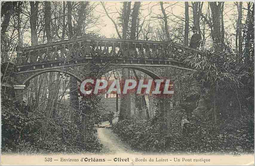 CPA Environs d'Orleans Olivet Bords du Loiret un Pont Rustique 