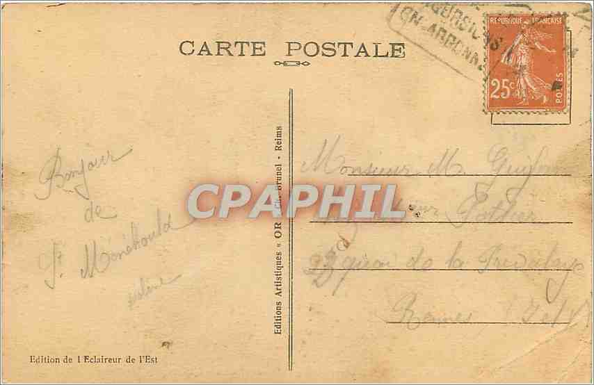 CPA Saint Menehould Marne vue sur l'Aisne l'Ecluse  — Back