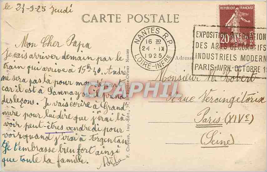 CPA Nantes la petite Hollande la Bourse et le clocher de St nicolas Bateaux — Verso