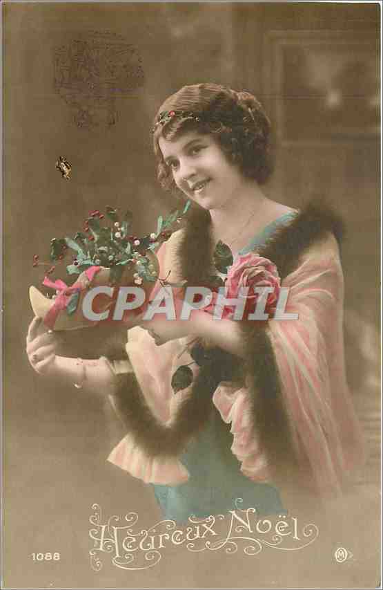 CPA Heureux Noel Femme