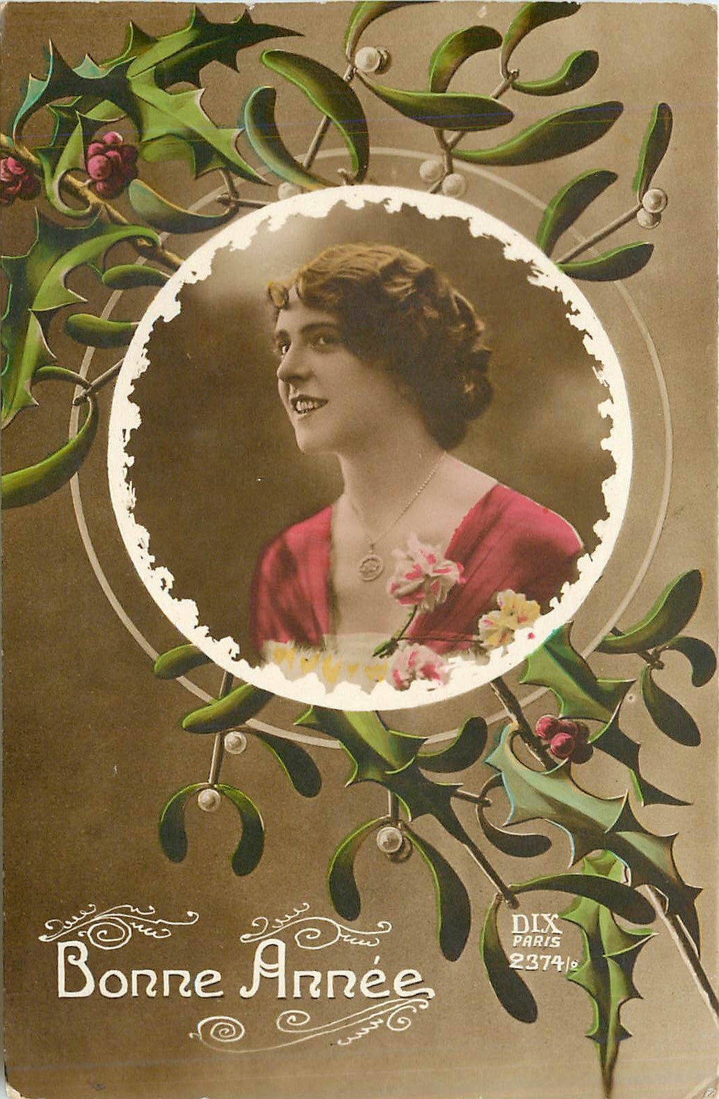CPA Bonne Annee FEmme