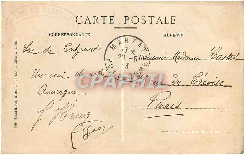 CPA Gour de Tazenat Versant Ouest Ancien Cratere Lac site pittoresque et Mysterieux d'Auvergne les c — Verso