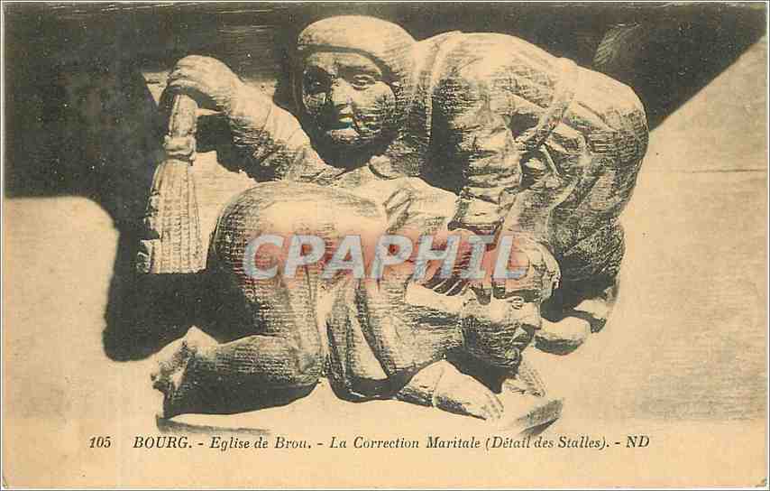 CPA Bourg Eglise de Brou la Correction Maritale detail des Stalles 
