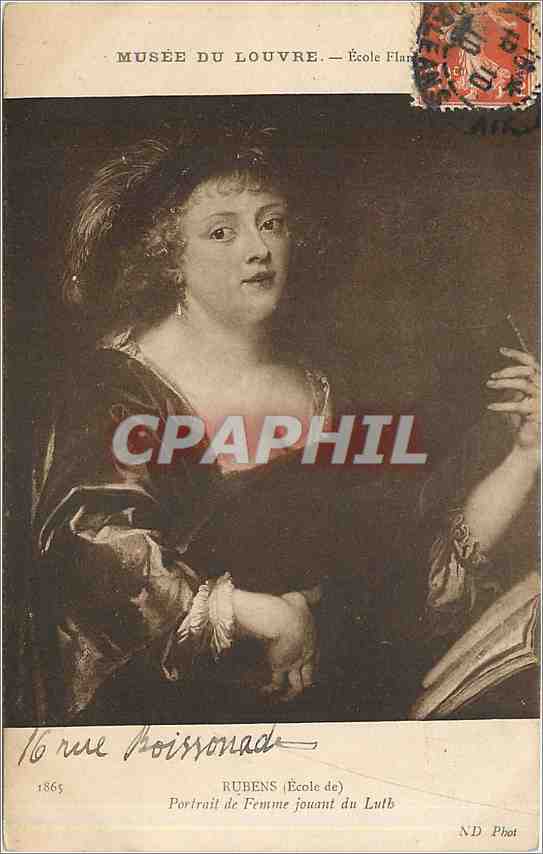 CPA Rubens Ecole de Portrait de Femme Jouant du Lutb 