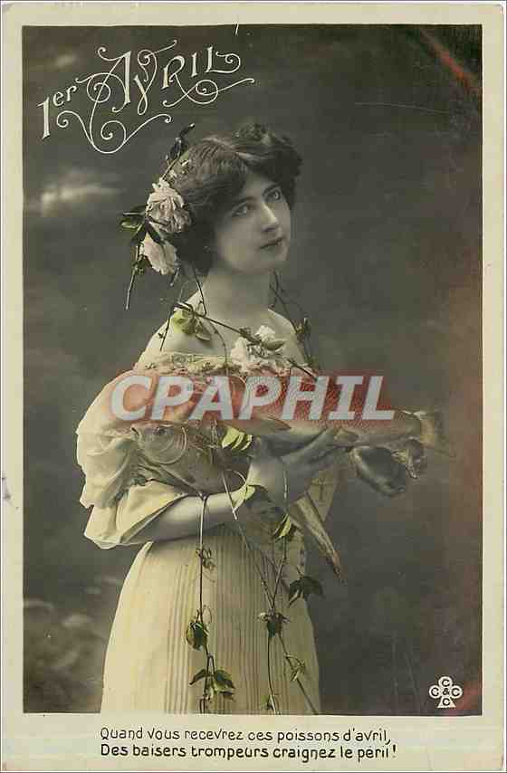 Frau mit Aprilfischen — 1. April — Verlag C&C
