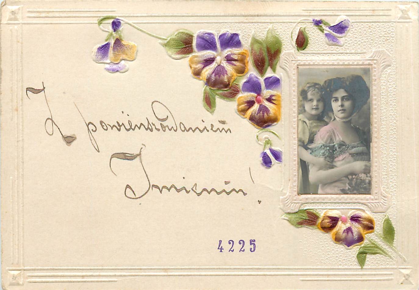 CPA Femme Fleurs Enfant