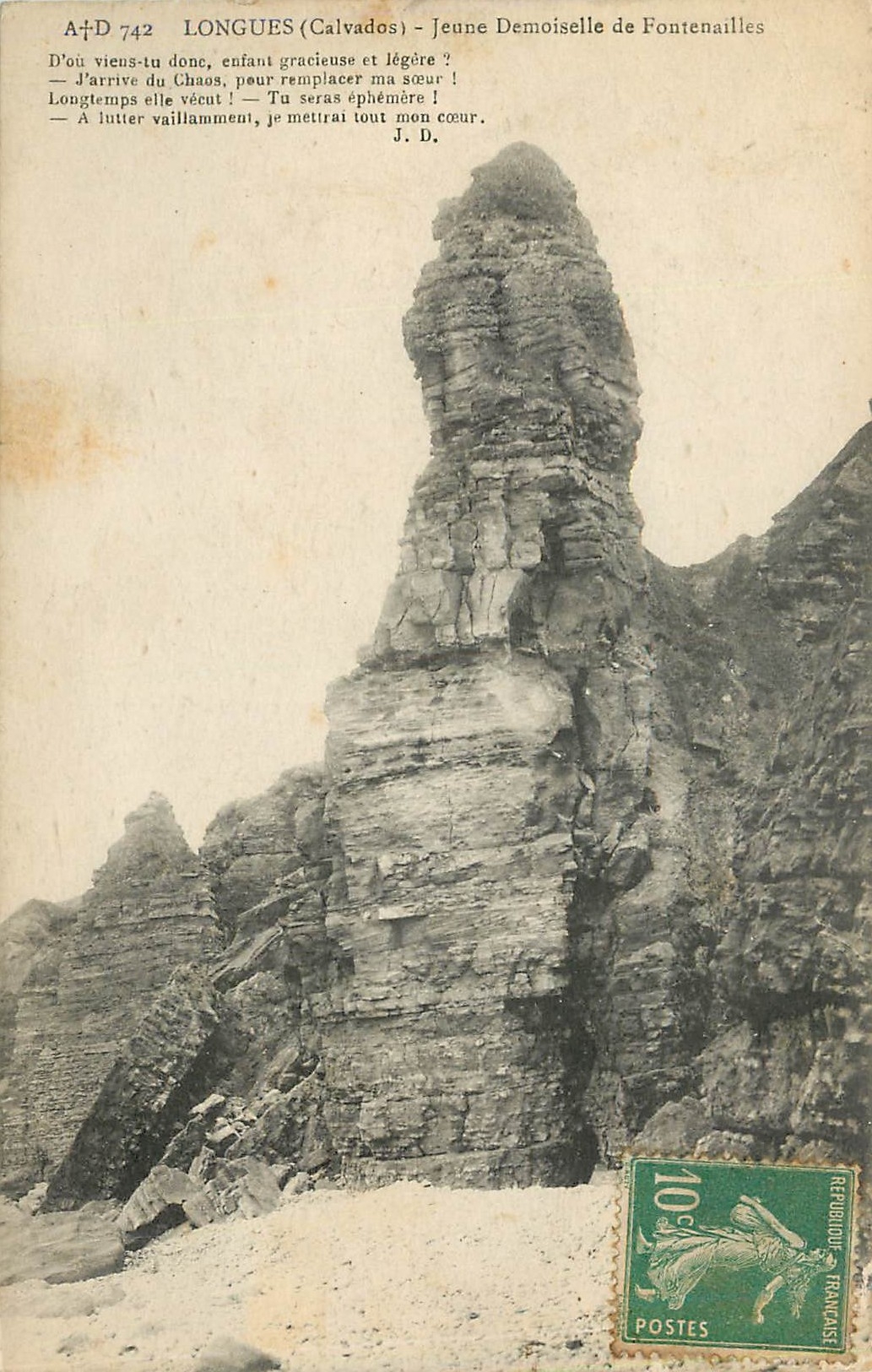 CPA Longues Calvados Jeune Demoiselle de Fontenailles 