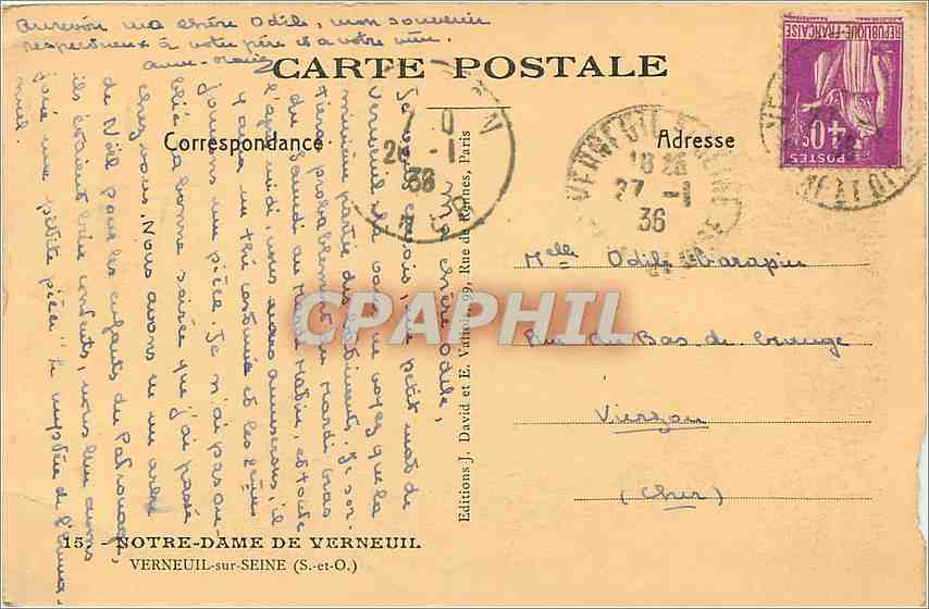 CPA Notre Dame de Verneuil Verneuil sur Seine S et O  — Rückseite