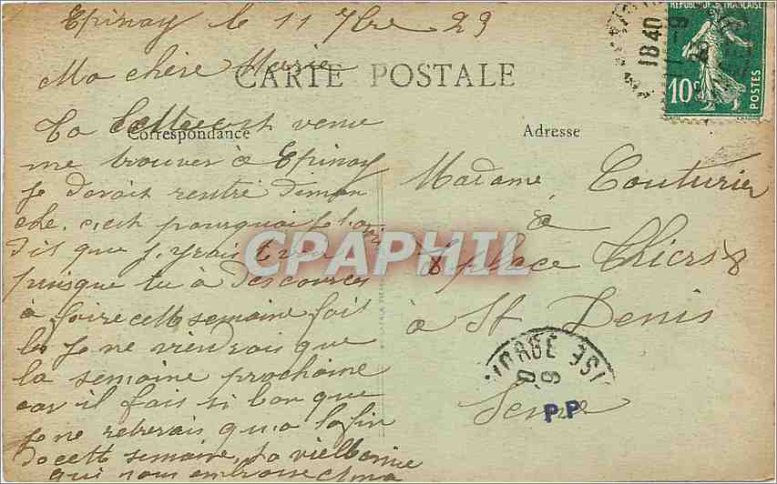 CPA Epinay sur Orge S et O Chateau de Sillery la Grotte  — Rückseite