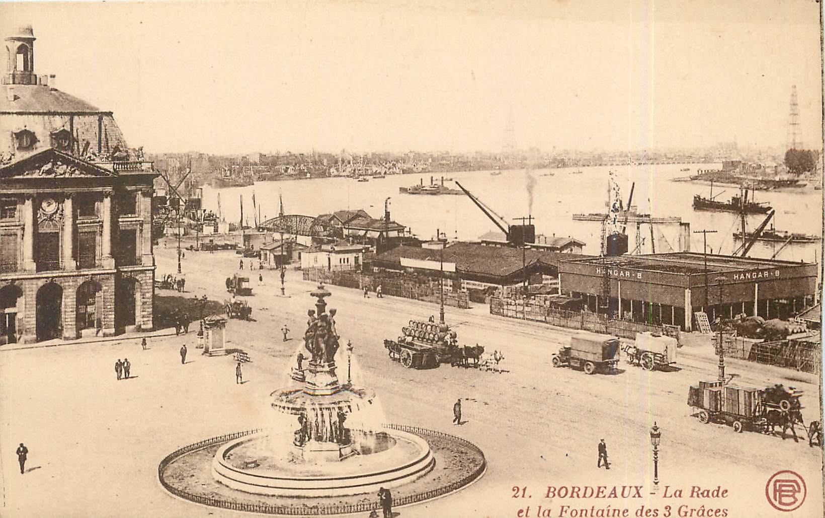 Bordeaux - La Rade et la Fontaine des 3 Grâces — éditeur H. B. n°21