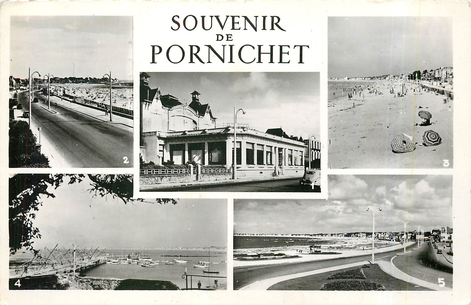 CPA Pornichet le Casino le Remblai et la Plage la Plage le Port le Remblai la Plage et la vue vers l