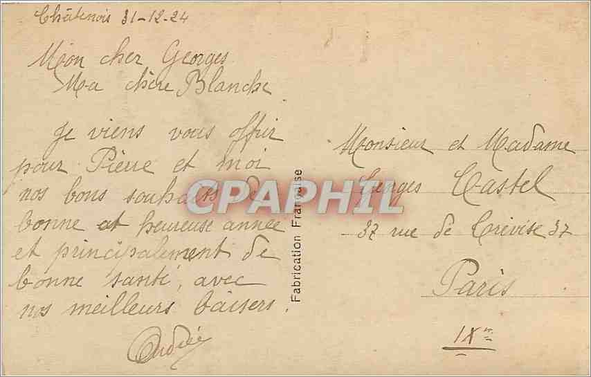 CPA Bonne Annee Femme — Rückseite