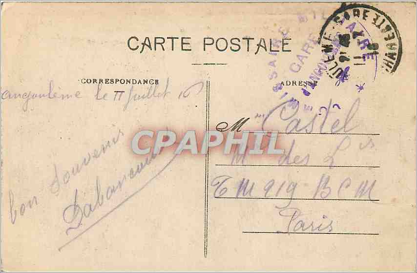 Angoulême — Panorama (Südwesten) — J. S. D. — Nr. 653 — Rückseite