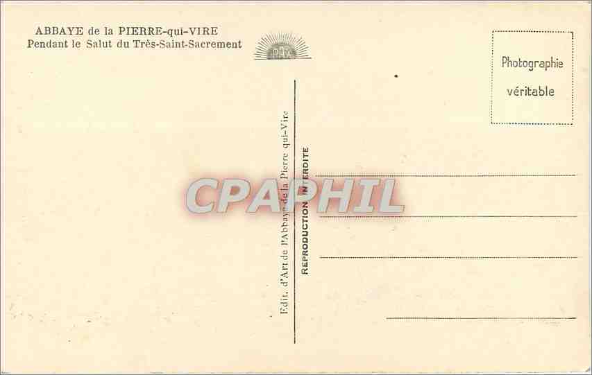 CPA Abbaye de la Pierre qui vire pendant le salut du tres Saint Sacrement  — Rückseite