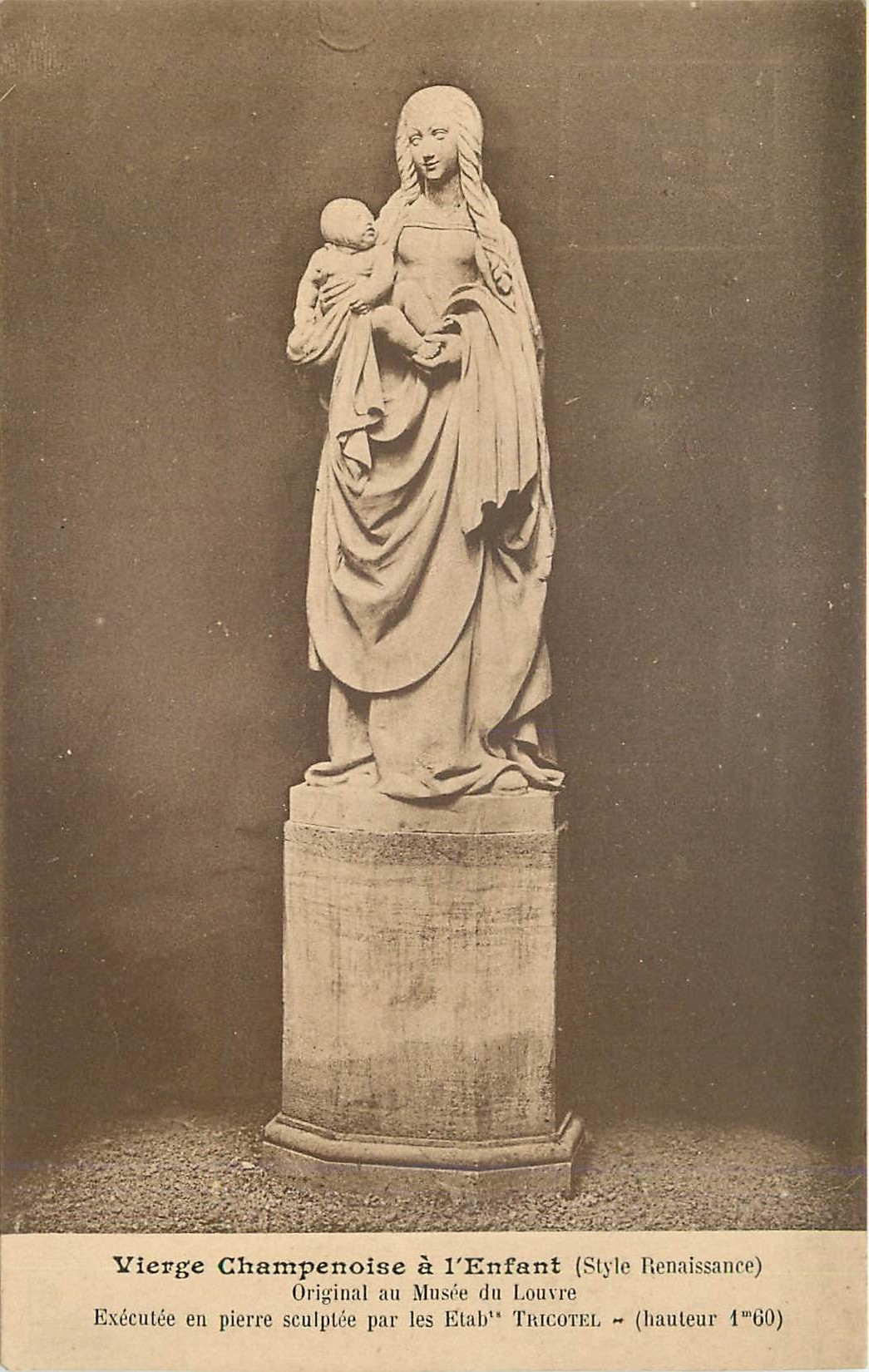 CPA Vierge Champenoise a l'Enfant Style Renaissance original au Musee du Louvre 
