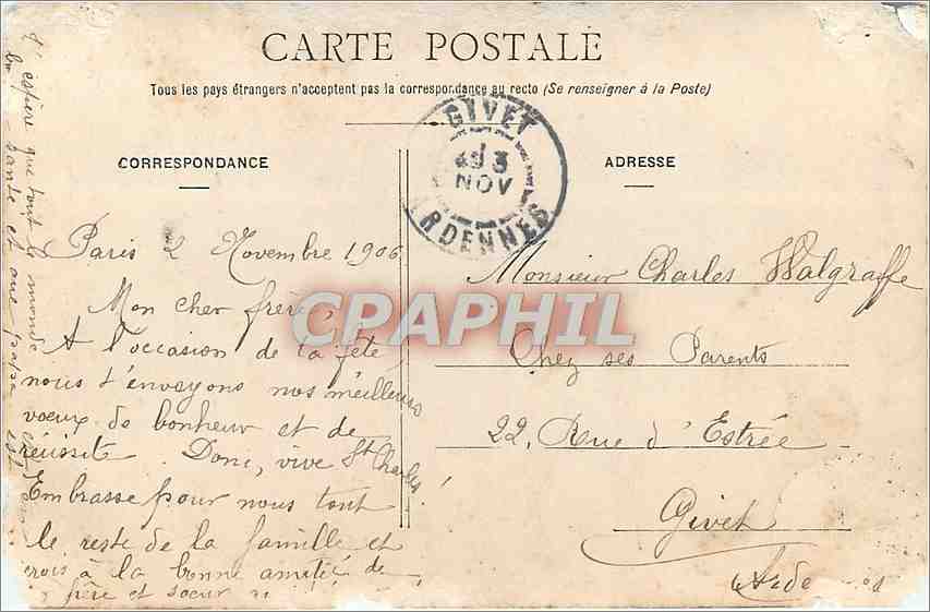 CPA Bonne Fete Enfant — Back