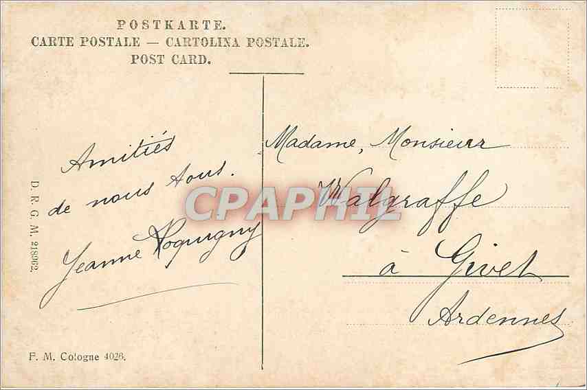CPA J Scherrewitz chevaux de Labour  — Rückseite