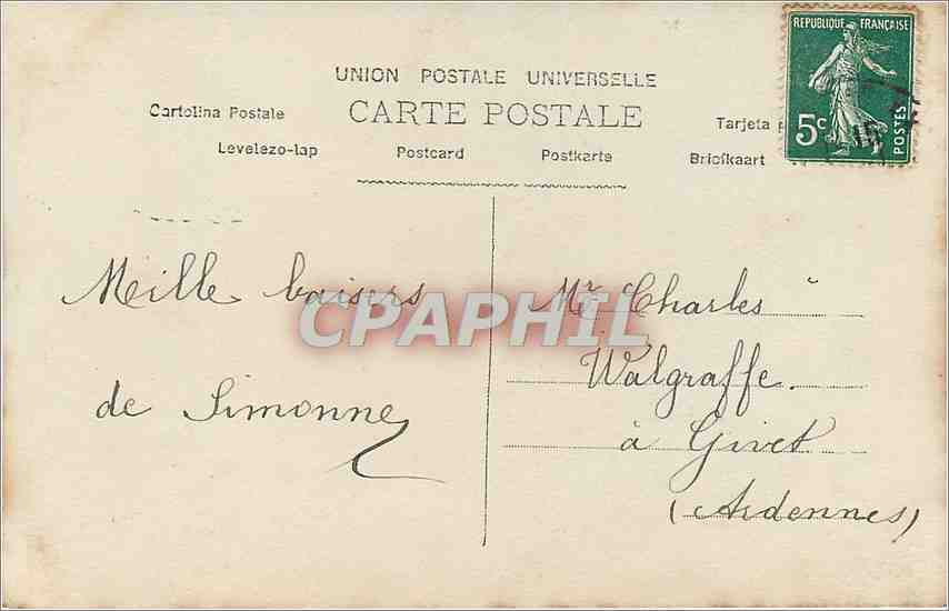 Mädchen in Winterkleidung mit Tannenkrone — Frohe Weihnachten — A.N. Paris, Nr. 823 — Rückseite