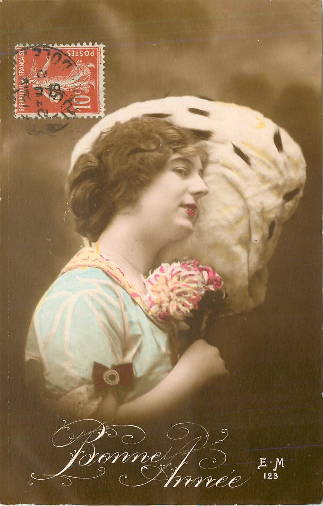CPA Bonne Annee FEmme