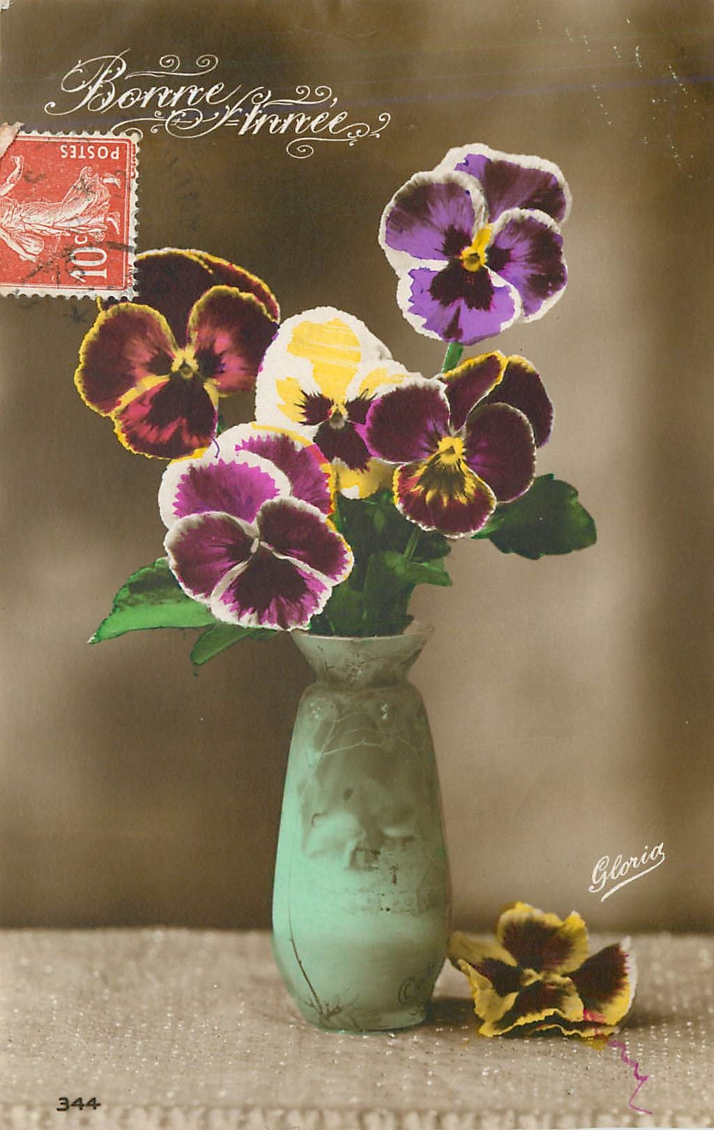 CPA Bonne Annee Fleurs