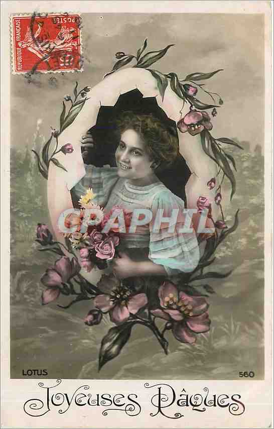 CPA Joyeuses Paques Femme