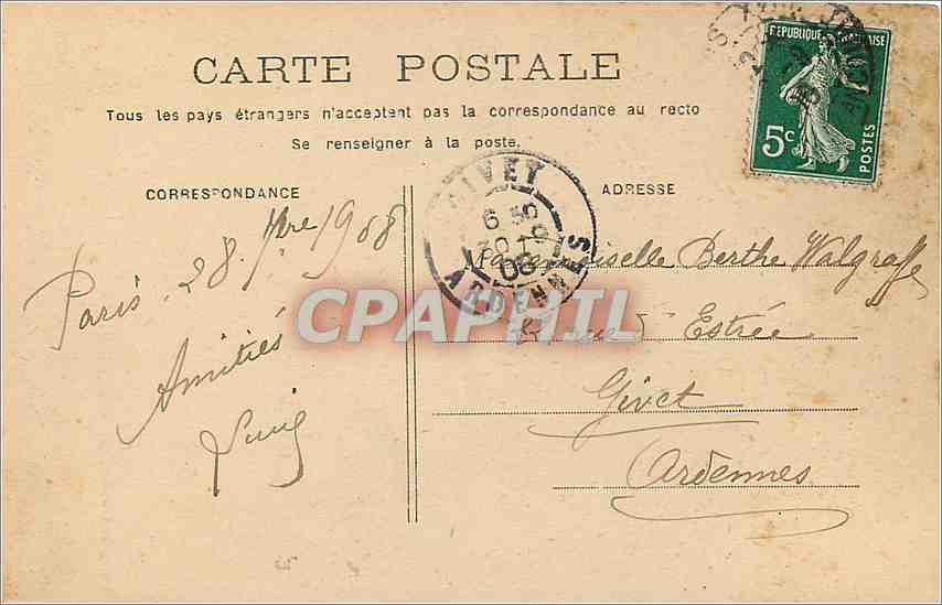 CPA Paris Colonne Vendome  — Rückseite