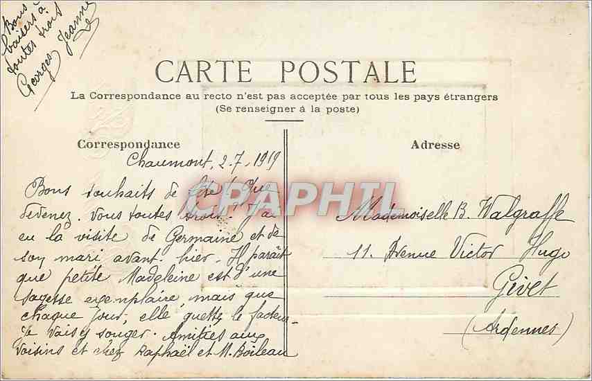 CPA Bonne Fete Bateau — Rückseite