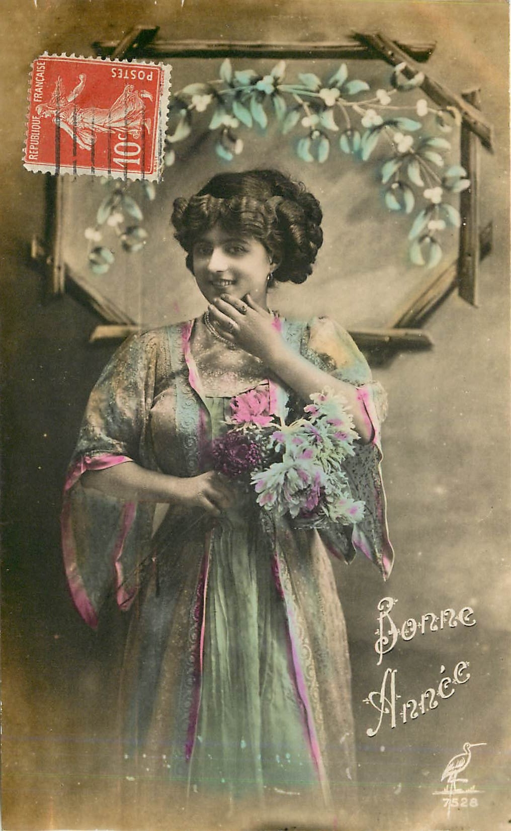CPA Bonne Annee FEmme
