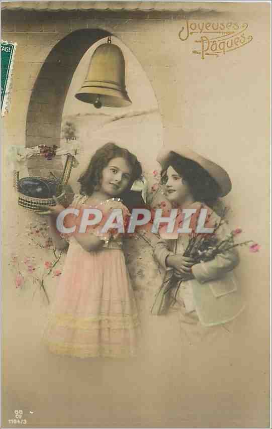 CPA Joyeuses Paques Enfants Cloche